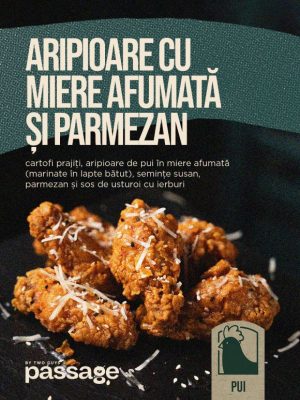 Meniu Aripioare cu miere afumata si parmezan